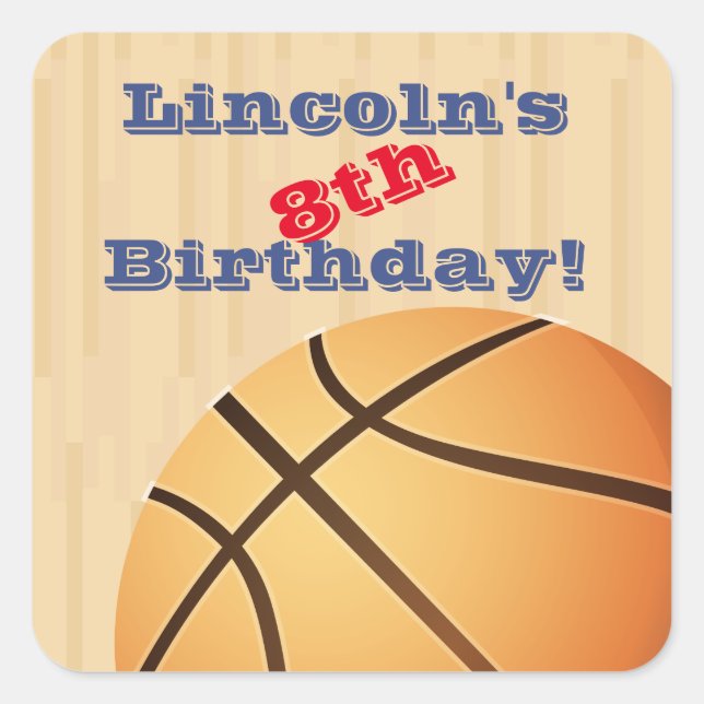 Personalised Basketball Birthday Party Stickers (Front)