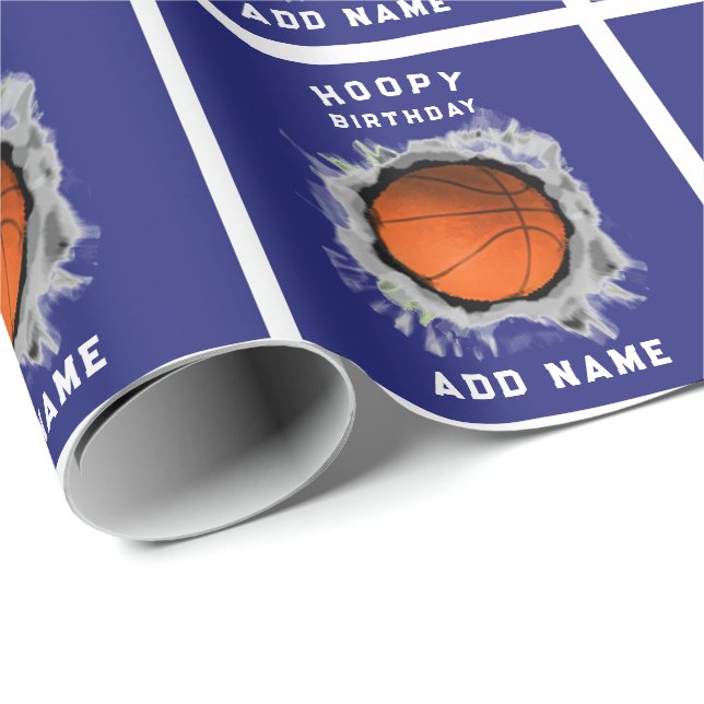 Personalised Basketball Birthday Wrapping Paper (Roll Corner)