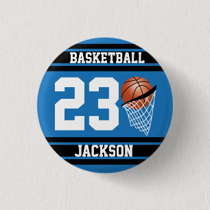 Personalised Basketball Blue and Black 3 Cm Round Badge