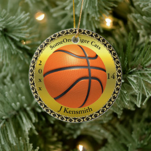 Personalised Basketball Champions League design Ceramic Tree Decoration