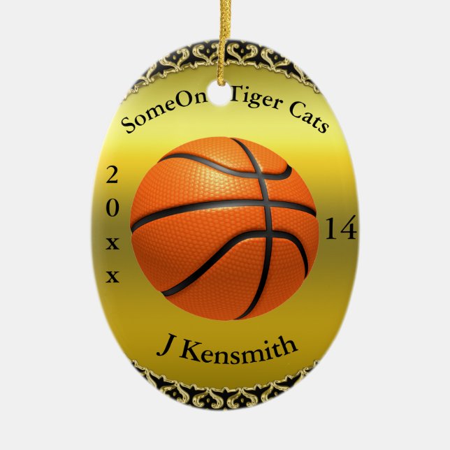 Personalised Basketball Champions League design Ceramic Tree Decoration (Front)