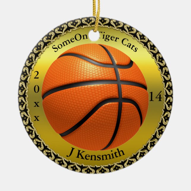 Personalised Basketball Champions League design Ceramic Tree Decoration (Front)