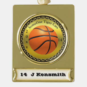Personalised Basketball Champions League design Gold Plated Banner Ornament