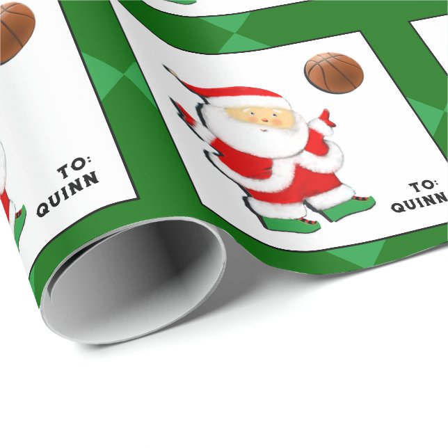 Personalised Basketball Christmas Gift Wrapping Paper (Roll Corner)