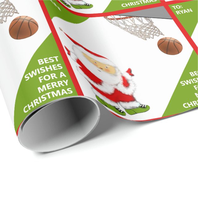 Personalised Basketball Christmas Holiday Gift Wrapping Paper (Roll Corner)