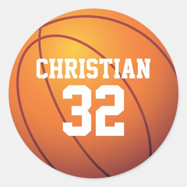 Personalised Basketball Classic Round Sticker (Front)