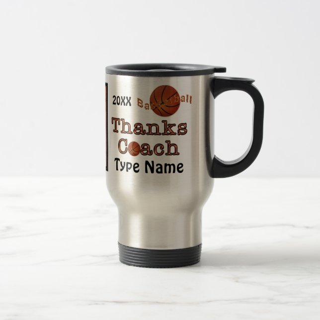 Personalised Basketball Coach Gift Ideas Men Women Travel Mug (Right)