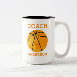 Personalised Basketball Coach Orange Retro Two-Tone Coffee Mug