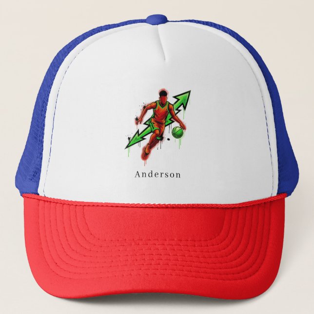 Personalised Basketball Coach Summer Trucker Hat  (Front)