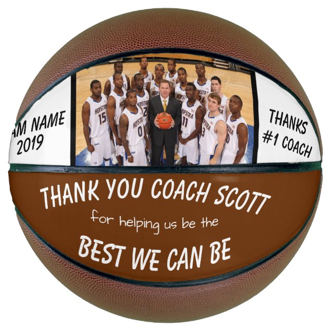 Personalised Basketball Coach Team Photo Thank You (Front)