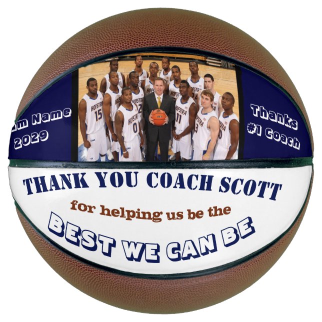 Personalised Basketball Coach Team Photo Thank You (Front)