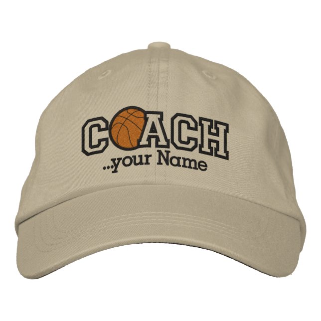 Personalised Basketball Coach with your name Embroidered Hat (Front)