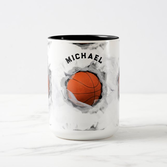 Personalised Basketball Collectable Two-Tone Coffee Mug (Center)