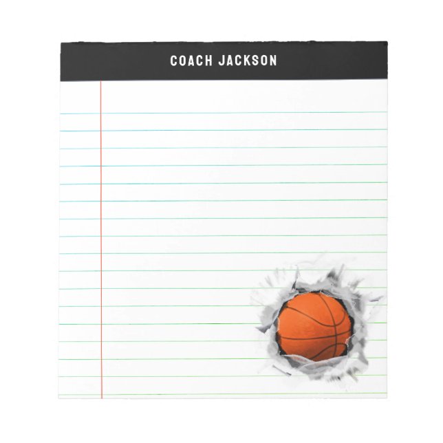 Personalised Basketball Gift Ideas Notepad (Front)