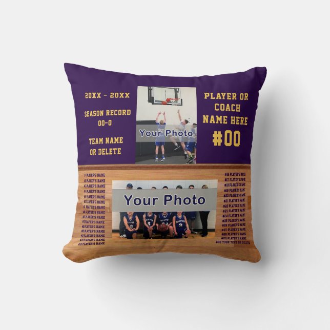 Personalised Basketball Gifts for Players, Coaches Cushion (Front)