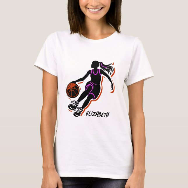 Personalised Basketball Girl T-Shirt (Front)