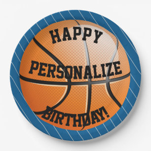 Personalised Basketball Happy Birthday Paper Plate
