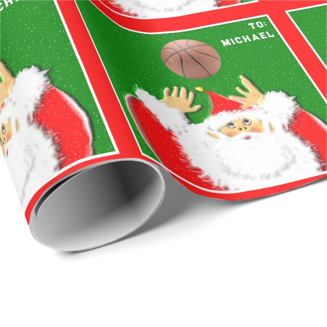 Personalised Basketball Holiday Gift Wrapping Paper (Roll Corner)