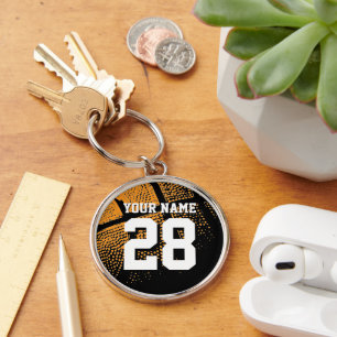 Personalised basketball jersey number large metal key ring