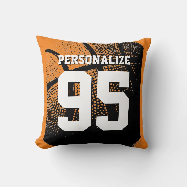 Personalised basketball jersey number throw pillow (Front)