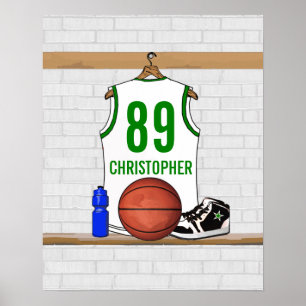 Personalised Basketball Jersey (whitegreen) Poster