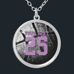 Personalised basketball jewellery with jersey numb<br><div class="desc">Custom silver basketball necklace with jersey number. Personalised jewellery for basketball coach, player and fan. Personalizable with team name, quote, slogan, monogram and jersey number. Cute sports birthday gift idea for basketball girls. Make one for female coach, teammates, mum, wife, teen sister, sporty girlfriend, kids etc. Black and white ball...</div>