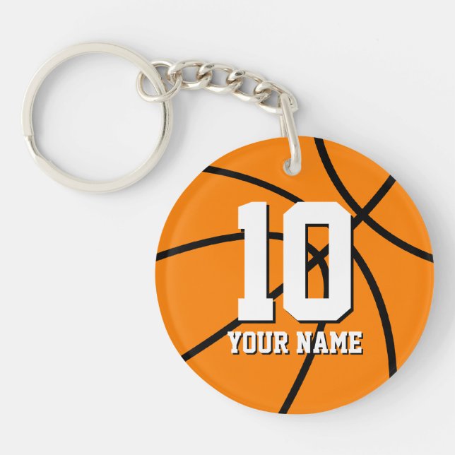 Personalised basketball keychain | name and number (Front)