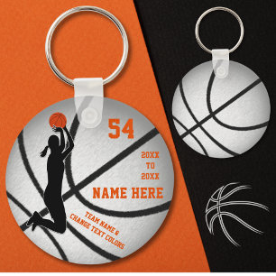 Personalised Basketball Keychains with Orange Text