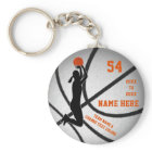 Personalised Basketball Keychains with Orange Text