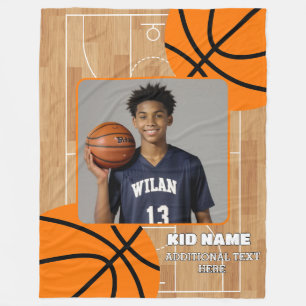 Personalised Basketball Kids Sport Fleece Blanket