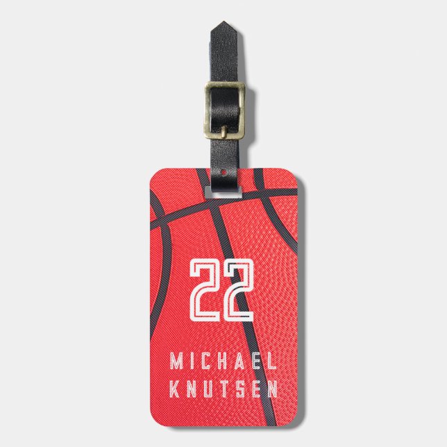 Personalised Basketball  Luggage Tag (Front Vertical)