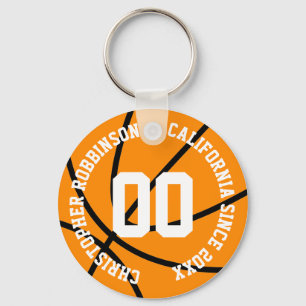 Personalised Basketball Modern  Key Ring
