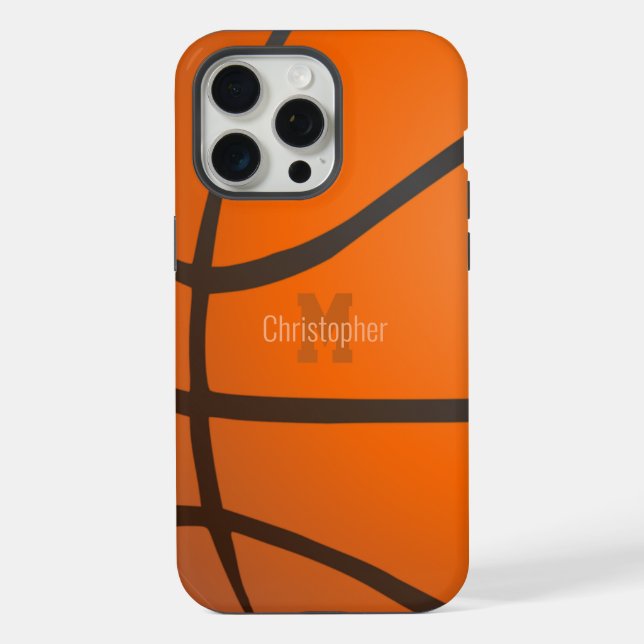 Personalised Basketball Monogram Initials Name iPhone Case (Back)