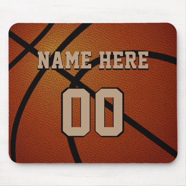Personalised Basketball Mouse Pad, Name, Number Mat (Front)