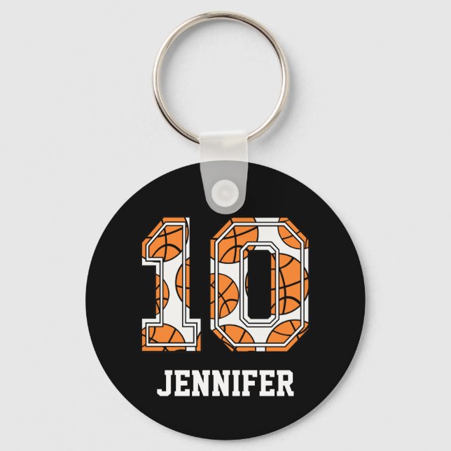 Personalised Basketball Number 10 Key Ring (Front)