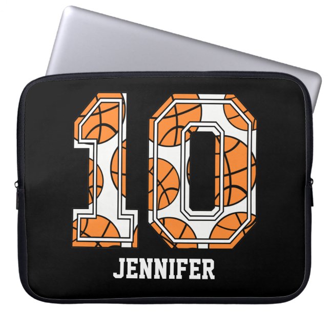 Personalised Basketball Number 10 Laptop Sleeve (Front)