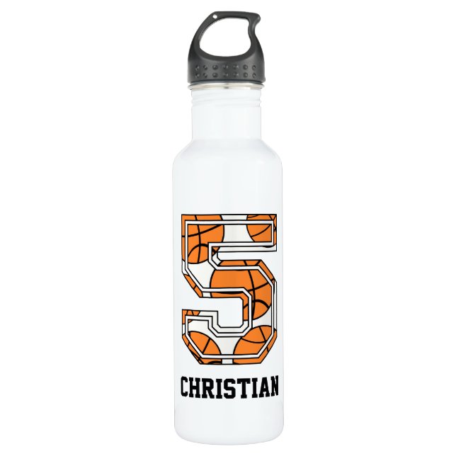 Personalised Basketball Number 5 710 Ml Water Bottle (Front)