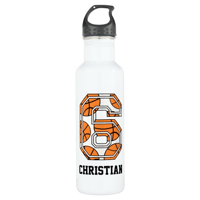 Personalised Basketball Number 6 710 Ml Water Bottle (Front)