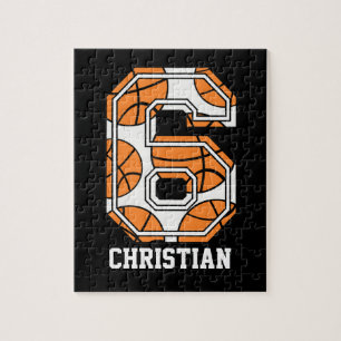 Personalised Basketball Number 6 Jigsaw Puzzle