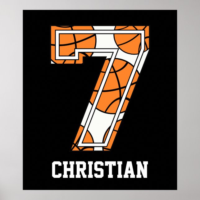 Personalised Basketball Number 7 Poster (Front)