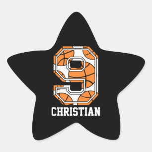 Personalised Basketball Number 9 Star Sticker