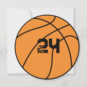 Personalised Basketball Number Flat Thank You Card