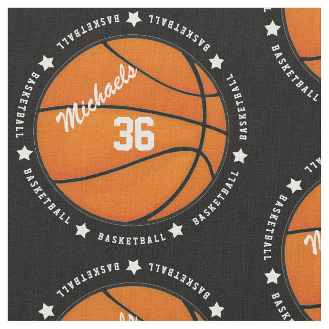 Personalised Basketball Number Name Fabric (Close Up)