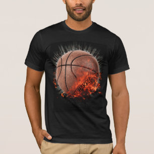 Personalised Basketball On Fire T-Shirt