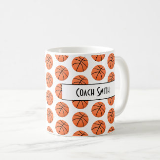 Personalised Basketball Pattern Coach Gift Coffee Mug