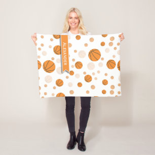 Personalised Basketball Pattern Fleece Blanket