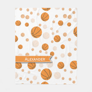 Personalised Basketball Pattern Fleece Blanket