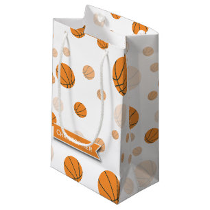 Personalised Basketball Pattern on White Small Gift Bag