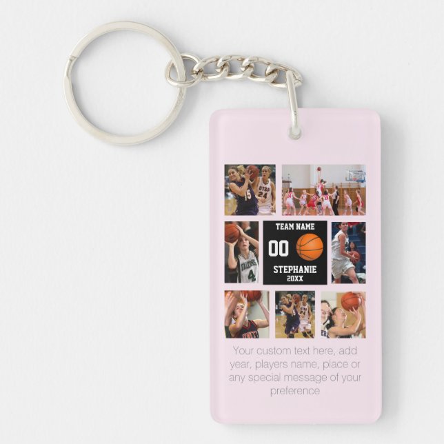 Personalised Basketball Photo Collage Key Ring (Front)