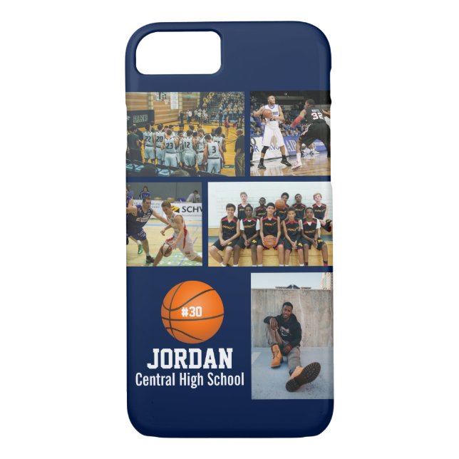 Personalised Basketball Photo Collage Name Team # Case-Mate iPhone Case (Back)